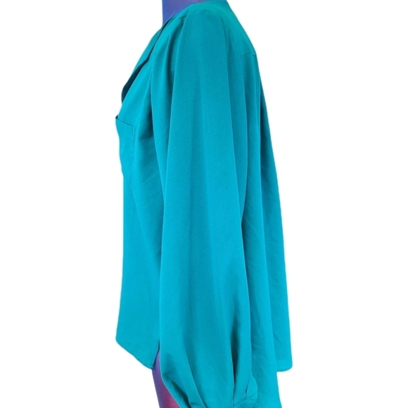 H&M Balloon Sleeve Button Down Long Sleeve Blouse Teal Size‎ 12 Women's - Picture 3 of 10